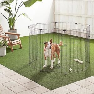 Parque para perros Amazon Basics plegable de metal octogonal: Resistente, versátil y fácil de transportar ???. ¡Compra ahora y brinda a tu mascota la comodidad y seguridad que se merece!