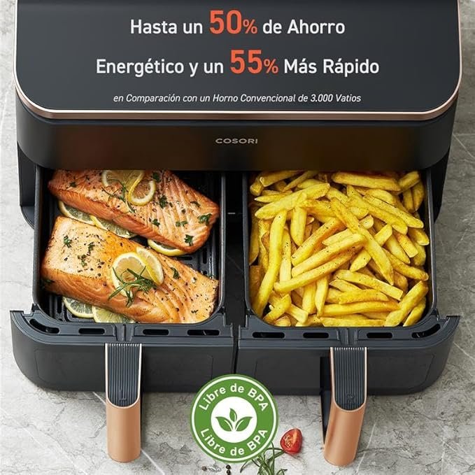 Freidora de aire Cosori 8.5L con doble cesta - La mejor opción para freír de forma saludable y rápida. ¡Consigue la tuya ahora!