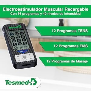 Electroestimulador muscular TESMED Trio 6.5 recargable - 36 programas, 40 niveles de intensidad, EMS, TENS y masaje. Opiniones y descripción del producto.