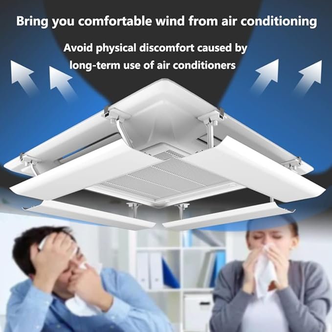 Deflector de Aire Acondicionado para Techo | Aire Acondicionado Central | Ángulo de plástico liviano | Ajustable | Fácil instalación