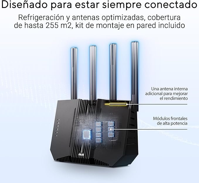 Opiniones ASUS RT-BE92U - Router WiFi 7 tribanda BE9700, Compatible con 320 MHz y 4096-QAM. ¡Obtén el mejor rendimiento en tu conexión con este potente router WiFi de ASUS!