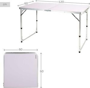 AKTIVE Mesa Plegable Malva 120x60x54/60/70 cm Altura Ajustable Topes Antideslizantes Soporta 30 kg