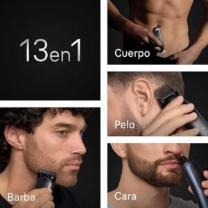 Braun Recortadora Todo En Uno Series 7 AIO7565 - Kit De Styling 13en1 Para Barba, Pelo, Orejas, Nariz y Cuerpo - 14 Longitudes - 120 Min De Autonomía