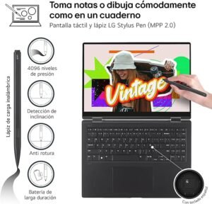 Portátil ultraligero LG Gram Pro 2 en 1 16T90SP-K.AA75B - Panel OLED de 16" 2880x1800, Intel Core Ultra 7, 16GB RAM, 512GB SSD, Windows 11 - Opiniones y características.