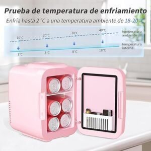 Mini nevera para dormitorio con espejo LED - YASHE: Opiniones y Características. Perfecta para mantener tus productos de skincare frescos y a mano en tu rutina diaria. ¡Consíguela ya!