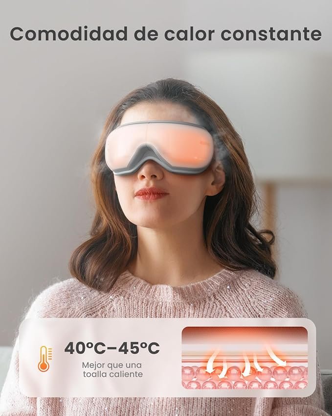 Masajeador de ojos RENPHO con control remoto y calor - Compresión de aire para aliviar la tensión ocular