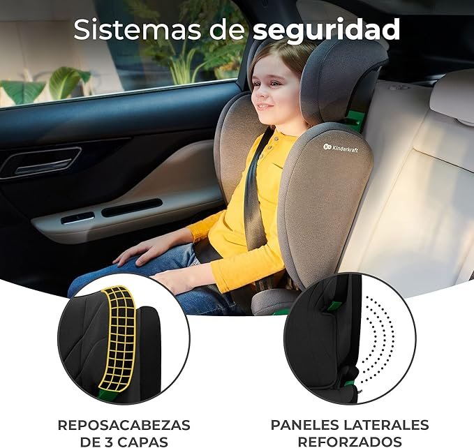 Silla coche Isofix Kinderkraft JUNIOR FIX para bebé y niños, con cinturón de seguridad I-SIZE. Opiniones y recomendaciones sobre esta silla de coche.