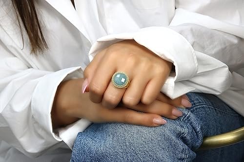 Anillo de Aguamarina Banda Oro 14k - Imagen del Producto