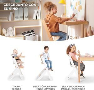 Kinderkraft ENOCK Trona de Madera para Bebé: Versátil, segura y cómoda. ¡Compra la mejor opción calidad-precio! ??.