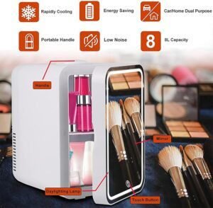 Opiniones Frigorífico con Espejo - Capacidad Frigorífico Cuidado de la Piel, Caliente y Frío - Coche y Hogar Doble Uso - ¡Descubre el nuevo frigorífico con espejo para el cuidado de la piel! Mantén tus cosméticos y productos de belleza frescos y a la temperatura perfecta en casa o en tu auto. ¡Hazte con el tuyo ahora!