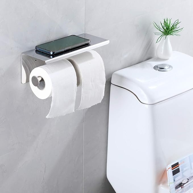 Portarrollos de papel higiénico GULICA con soporte doble y estante para teléfono - Opiniones y características