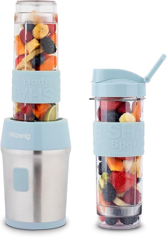 Mini batidora Smoothie maker Compacto 570mL SMOO16 - Opiniones H.Koenig Potente 300W - Libre de BPA - ¡Haz batidos deliciosos en segundos!