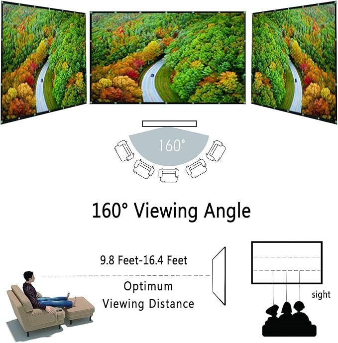 Opiniones OWill Pantalla Proyector 120 Pulgadas,16:9 HD Plegable Antiarrugas Portátil Lavable Pantalla para Proyector.