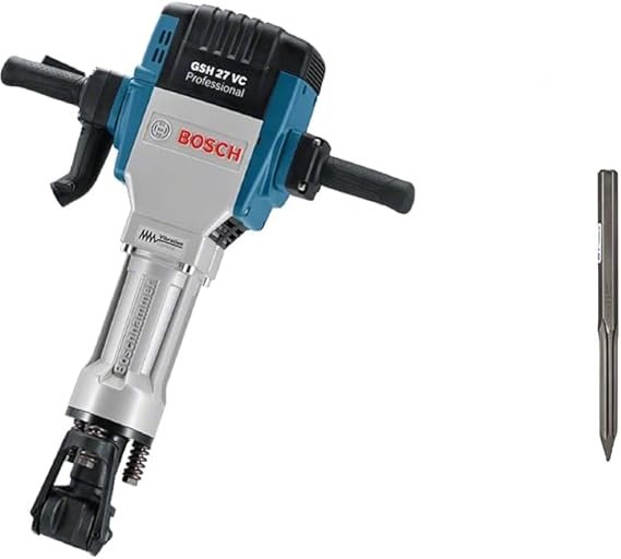 Descubre el martillo demoledor Bosch Professional GSH 27 VC, con una potencia de 62 J y tecnología de control de vibraciones. Incluye un cincel puntiagudo con inserción hexagonal de 28 mm. Ideal para trabajos de demolición. ¡Hazte con el tuyo!