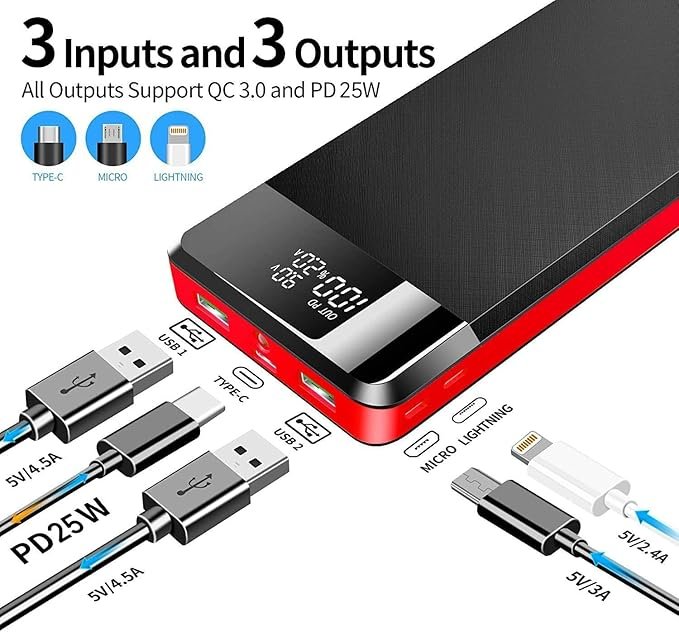 Opiniones Power Bank 30000mAh 18W PD USB C - Cargador portátil con Salidas y Entradas - Reseñas del producto - Imagen del Power Bank 30000mAh