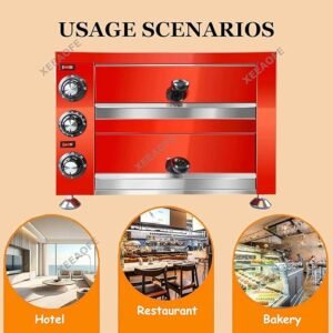 Horno de pizza de encimera para interiores, horno de pizza eléctrico de 12", horno de pizza comercial, máquina para hacer pizza de acero inoxidable con temporizador de 60 minutos, 220V.
