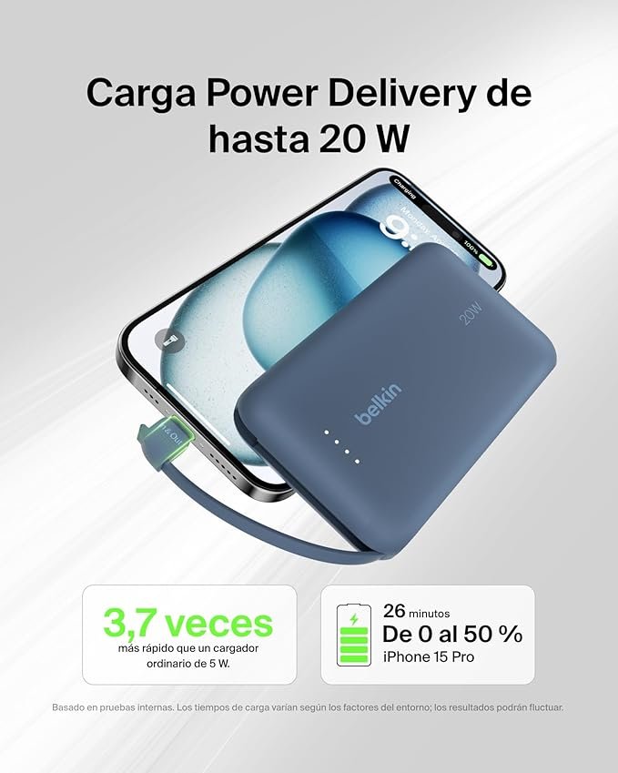Opiniones Belkin BoostCharge batería Externa de 10 000 mAh, Power Bank portátil con Cable Integrado PD (20 W) - Producto de alta calidad para cargar dispositivos fácilmente. ¡No te quedes sin batería en tus dispositivos móviles!