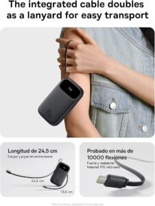 Descubre la mejor opción de Powerbank Baseus Powerbank 45W 20000mAh con 2 Cables USB-C Integrados. ¡Carga tus dispositivos rápidamente con esta batería externa de carga rápida PD3.0 QC4.0!