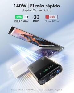 Opiniones INIU Batería Externa 25000mA 140W Power Bank PD3.0 QC4.0 USB C PD Cargador Portátil Carga Rápida con Pantalla LCD - Descubre la mejor manera de cargar tus dispositivos en cualquier lugar. ¡Hazte con la tuya ahora!
