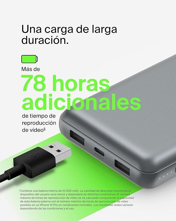 Opiniones Belkin Cargador USB-C portátil de 20000mAh, batería externa 20K con puerto USB-C de salida/entrada - La mejor opción para cargar tus dispositivos en cualquier lugar. ¡No te quedes sin batería nunca más!