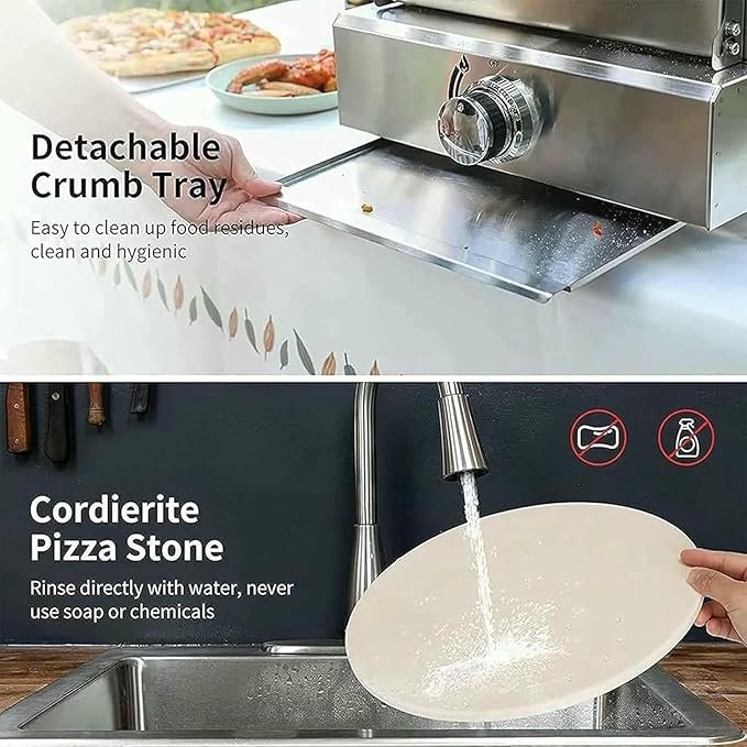 Horno Tostador con cajón para Pizza Comercial, Horno eléctrico para Pizza de Acero Inoxidable con Temporizador - Ideal para Negocios de Alimentación