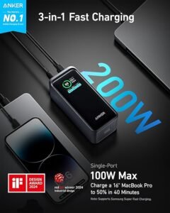 Anker Prime Power Bank | Cargador portátil de 20 000 mAh con Salida de 200 W | Pantalla Digital Inteligente | 2 Puertos USB-C | Opiniones y Review completa