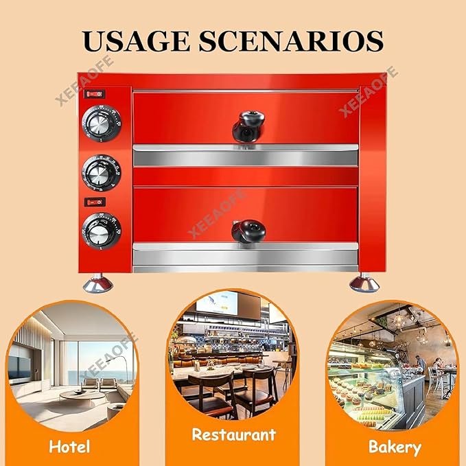 Horno de Pizza Eléctrico con Piedra para Restaurante Doméstico - Control de Temperatura Independiente de Doble Capa - Horno de Pizza Comercial