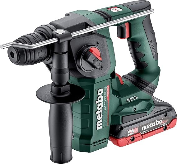 Opiniones Metabo Hammer BH 18 LTX BL 16 - Batería (con 2 baterías de 4,0 Ah, 18 V, luz LED, taladros con apagado de seguridad) - Imagen del producto.