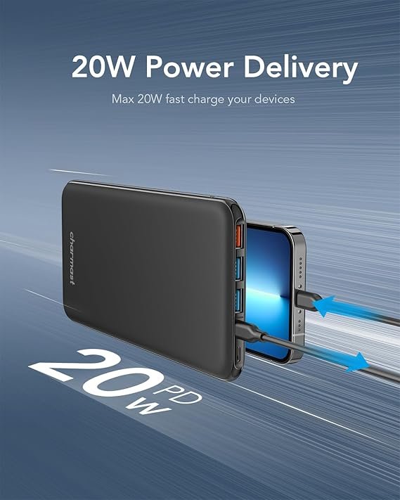 Batería externa Charmast de 26800 mAh con carga rápida y 4 salidas USB - ¡La solución perfecta para tus dispositivos electrónicos!
