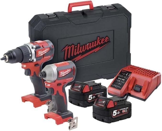 Milwaukee Pack Destornillador M18 - Destornillador de impacto M18-2 Baterías 5.0Ah - 1 Cargador 4933464718, Neutro - Producto de alta calidad para profesionales exigentes. ¡Consigue el tuyo ahora y experimenta la potencia y durabilidad de los herramientas Milwaukee!