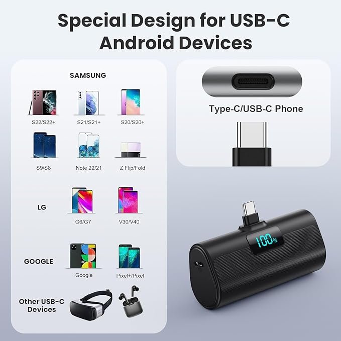 Batería Externa para iPhone Serie 15/16, 5200mAh USB C Power Bank Carga Rápida, Ultra-Ligera Batería Portátil. ¡Consigue ahora mismo la mejor solución para cargar tu iPhone de forma rápida y segura con esta batería externa de alta calidad!