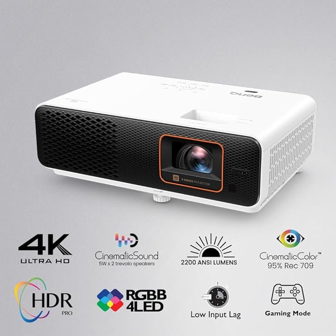 BenQ X500i Proyector Gaming Tiro Corto 4K Verdadero UHD HDR 4LED 2200 Lúmenes | Tiempo de Respuesta de 4ms - ¡Conoce el mejor proyector para gaming! Imagen de producto de alta calidad con tecnología 4K y HDR. ¡Experimenta la mejor calidad de imagen con BenQ X500i!