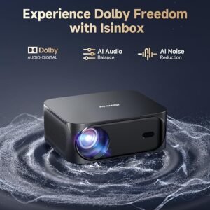 Proyector para exteriores con WiFi 6 y Bluetooth, proyector de películas portátil con Licencia de Netflix/Dolby Audio. Ideal para disfrutar de tus películas favoritas en cualquier lugar.