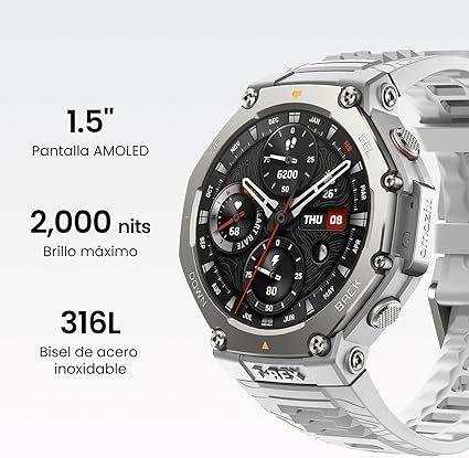 Amazfit T-Rex 3 Outdoor Smartwatch 48mm Pantalla AMOLED - Opiniones, Mapas & Navegación Offline - 6 Sistemas de Satélite GPS Doble Banda