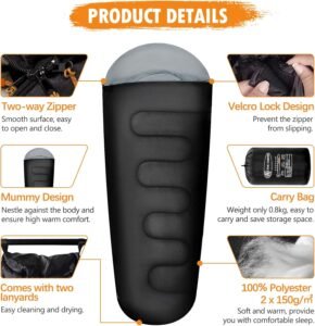 Opiniones Saco Dormir Momia Ultraligero Sacos De Dormir Adultos Acampada, Impermeable con Bolsa De Compresión - Producto de alta calidad perfecto para acampar y actividades al aire libre. ¡Consíguelo ahora!