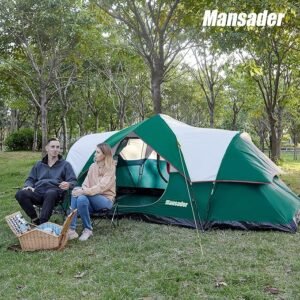 Tienda de campaña familiar para 6 personas, impermeable y resistente al viento con parte superior de lluvia. ¡Aventuras inolvidables con toda la familia! ¡Compra ahora!