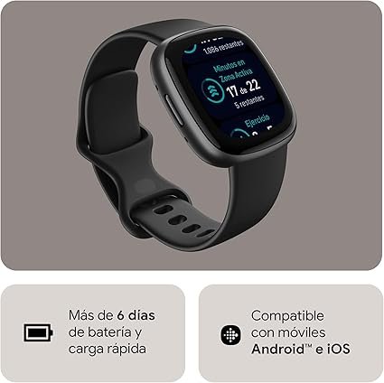 Opiniones Google: Fitbit Versa 4 - Smartwatch con GPS integrado, hasta 6 días de batería - iOS 15 & Android OS 9.0 Compatible