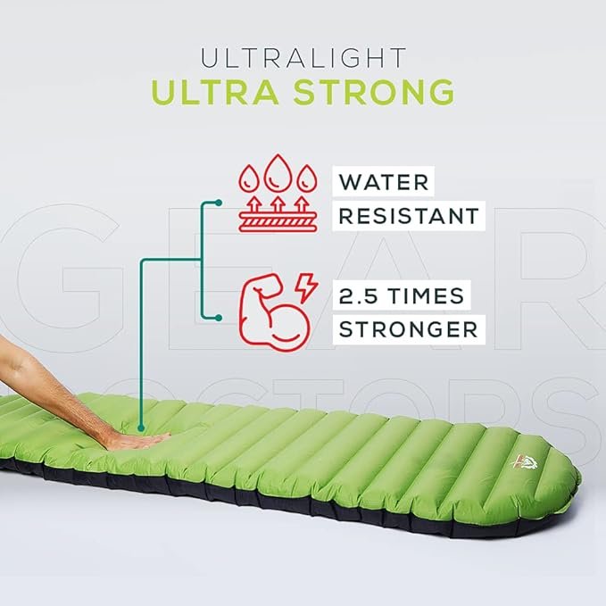 Colchoneta de Dormir Ultraligera de 17 onzas para Acampar Gear Doctors ApolloAir - Opiniones y Tamaño Grande