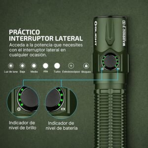 Linterna LED táctica OLIGHT Warrior3S de alta potencia con 2300 lúmenes y recargable vía USB - ¡Descubre por qué es la preferida por nuestros clientes!