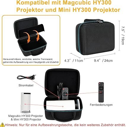 Funda rígida de viaje para proyector Magcubic HY300/MINI HY300, resistente al agua, a los arañazos y fácil de limpiar. Ideal para proteger tu mini proyector en tus viajes. ¡Cómprala ya!