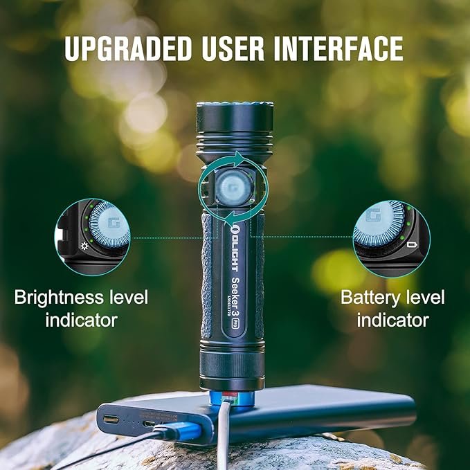 Linterna caza LED 4200 Lúmenes: Opiniones OLIGHT Seeker 3 Pro, linterna largo alcance recargable para camping.