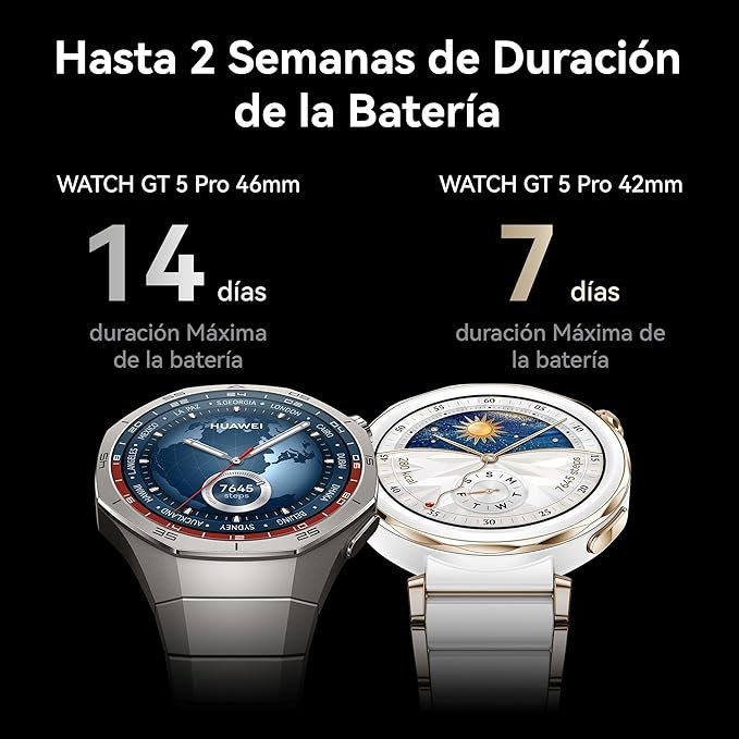 HUAWEI WATCH GT 5 Pro 46mm Smartwatch - Seguimiento de salud Running y Ciclismo - Duración 14 Días - GPS Llamada por Bluetooth - iOS y Android
