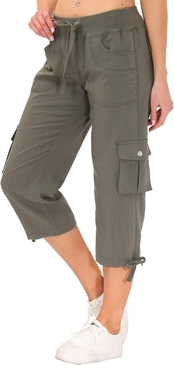 Opiniones JINSHI Pantalones Cargo Mujer Verano 3/4 Capri Pantalón Casual Ligero - Pantalones Cargo de Mujer 3/4 Capri para Verano, ¡Descubre la Comodidad y Estilo que Necesitas! ¡Compra Ahora!