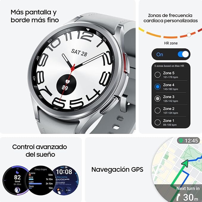 Samsung Galaxy Watch6 Classic 4G LTE, 47 mm + Correa de recambio - Smartwatch, Control de Salud, Seguimiento Deportivo, Batería de Carga Rápida - Opiniones y Características - Imagen del Producto