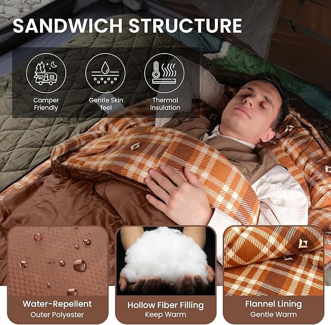 Saco de dormir KingCamp de franela de algodón: Descubre las opiniones de estos sacos de dormir grandes y altos para adultos. ¡Atrapa la comodidad en tus próximas aventuras!