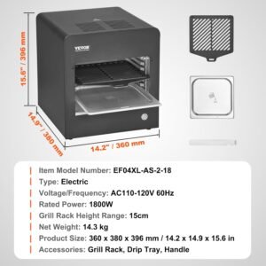 Parrilla eléctrica para carne de res, 1800 W sin humo infrarrojos eléctrica. ¡Compra ahora y disfruta de deliciosas parrilladas en casa!
