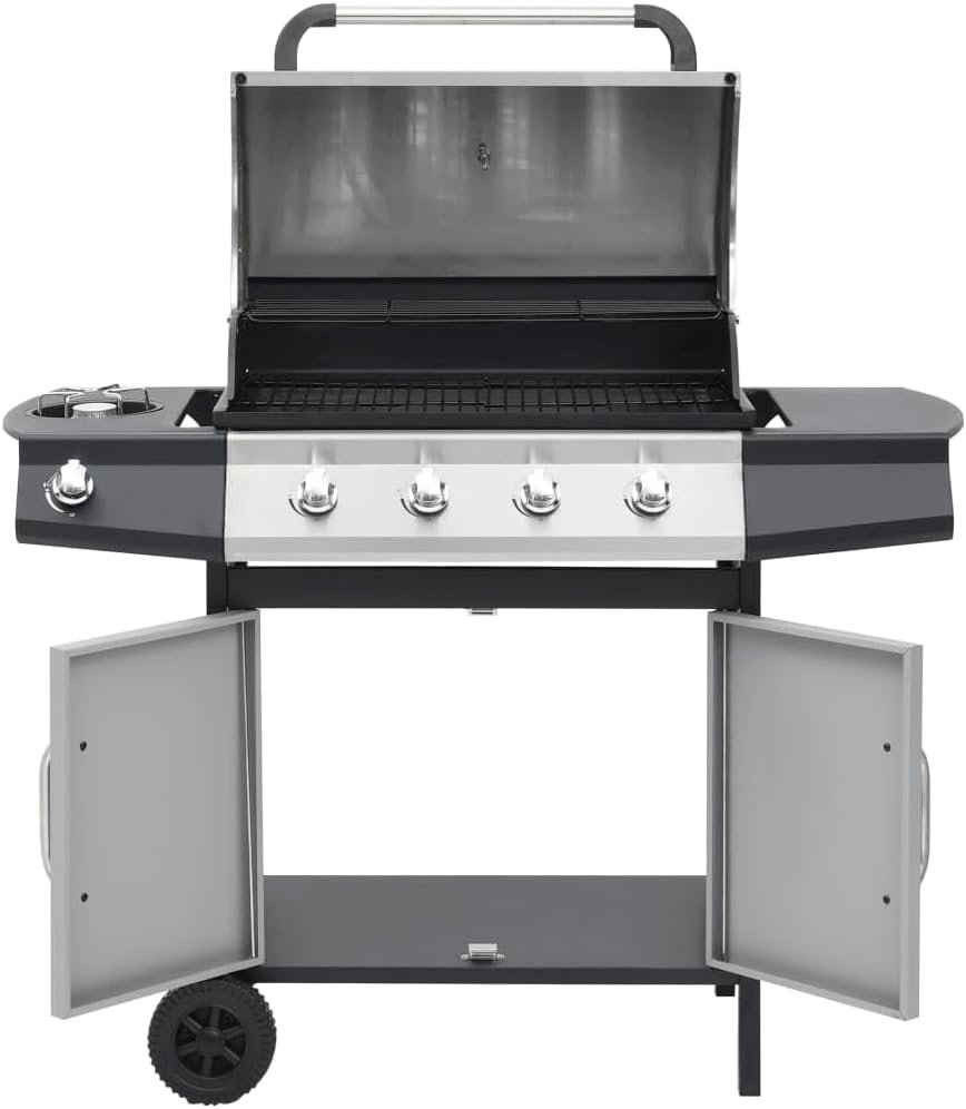 Barbacoa de gas 4+1 zona de cocción de acero y acero inoxidable - Furniture Select