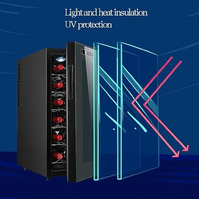 Enfriador de vino QPZMALSKY: 12 botellas, funcionamiento silencioso, termoeléctrico.
