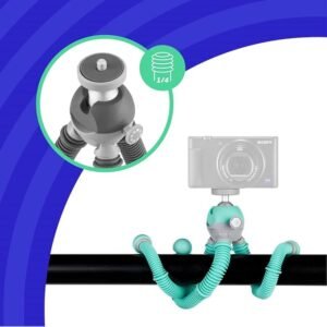 JOBY PodZilla Medium Kit, Trípode Flexible para Telèfono con Soporte GripTight 360 - Imagen del producto con soporte y trípode flexibles - Creado por los expertos de GorillaPod