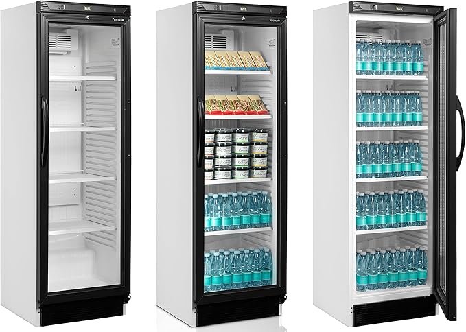 Tefcold CEV425 1 LED Frigorífico para Bebidas, Volumen Bruto 372 L: Nevera Expositora con Puerta de Cristal. ¡Descubre lo mejor para mantener tus bebidas frías y bien organizadas!